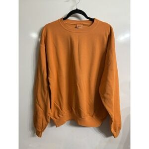Vintage Anvil Sweatshirt Mens Large Orange Blank Plain Lounge Comfort NWOT